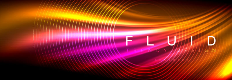 霓虹闪烁的流体波线-神奇的能量空间光概念-抽象的背景壁纸设计-矢量插图
