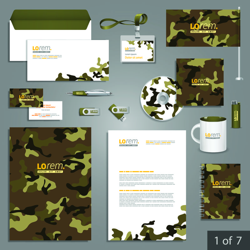 军用文具模板设计与伪装图案-商业文件