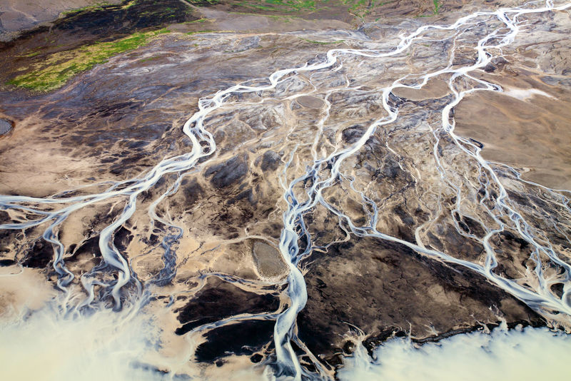 冰岛自然-河流-鸟瞰图