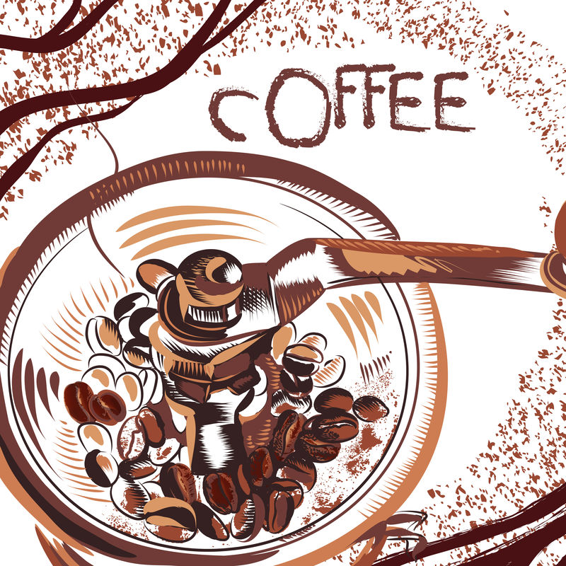 速写手绘咖啡机咖啡海报