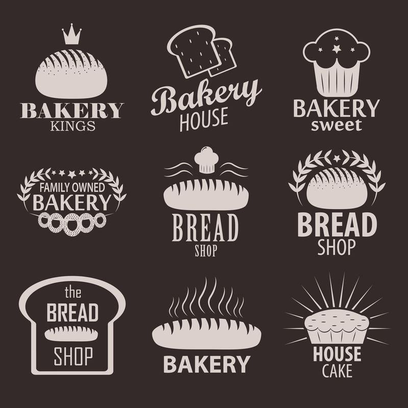 面包店和面包店的标志，标签，徽章和设计元素。