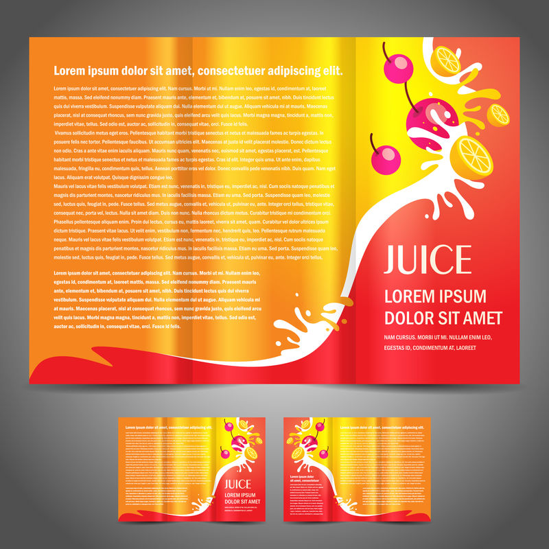 小册子夹果汁水果液橙红色元素设计/CMYK-无透明
