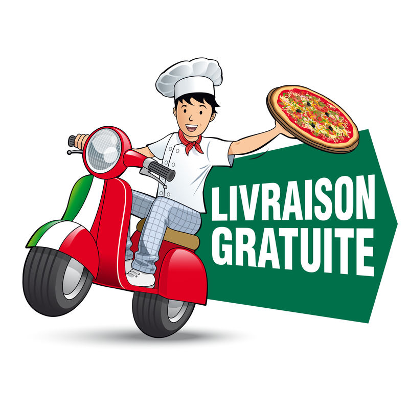 送披萨-一个骑摩托车的男孩送热比萨饼