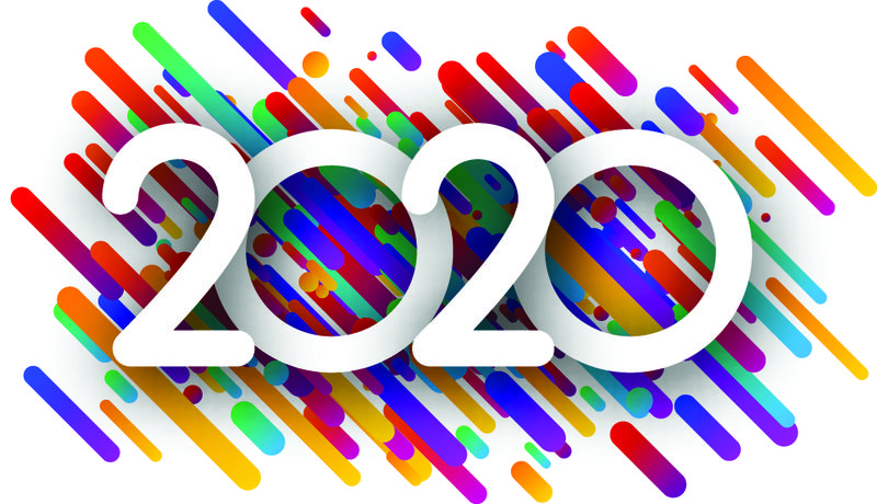 2020年新年标志-白底彩绘-矢量纸插图