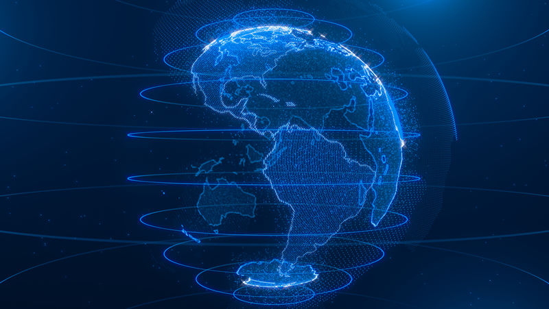 世界地图的点、线、构图-代表着全球、全球的网络连接、国际意义