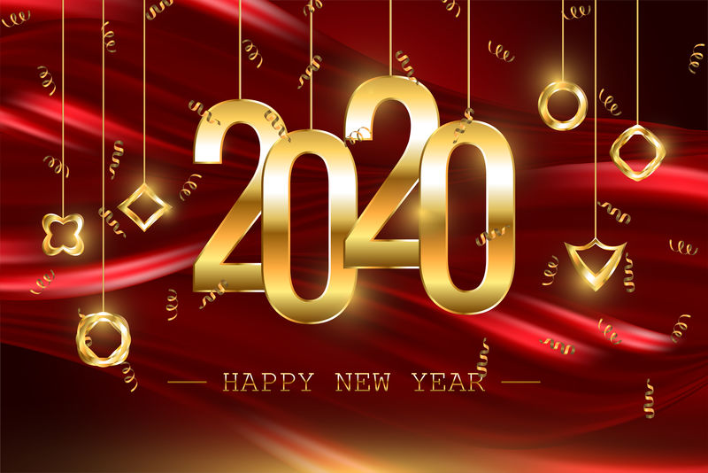 2020年新年快乐假日矢量图。闪闪发光的构图。爱普生