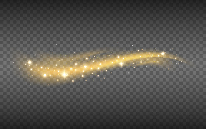 金光闪闪-有闪光的颗粒-金色奢华元素搭配星尘-用于广告、宣传册、网页的透明背景上的发光效果-矢量图解
