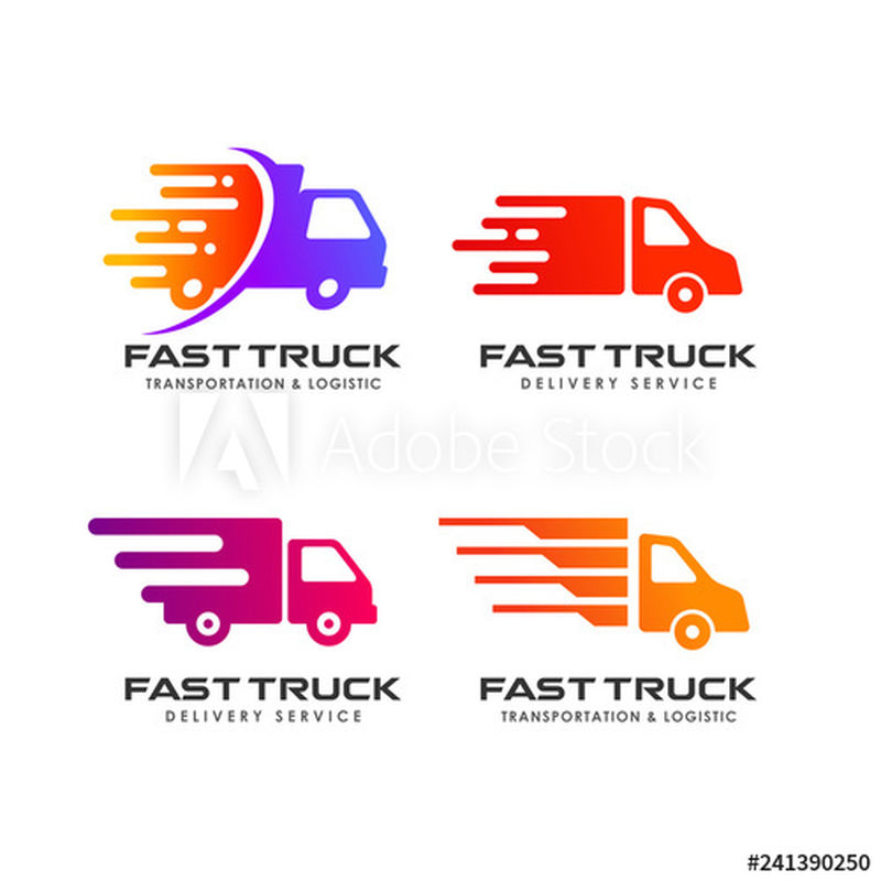 货运服务标志设计-送货车矢量图标设计元素