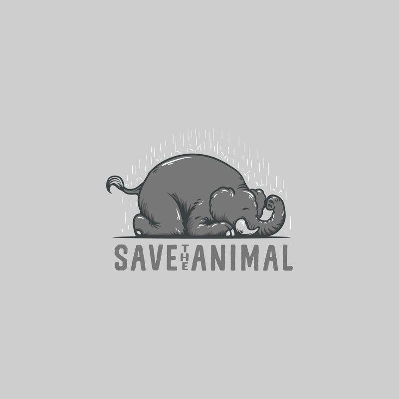 保存大象动物标志插图矢量