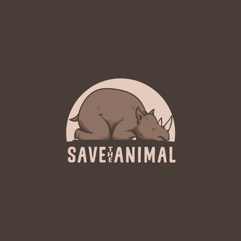 保存犀牛动物标志插图矢量