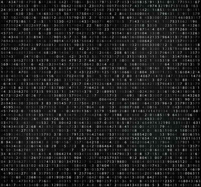 带数字的黑色矩阵用于加密和编码矢量的计算机代码