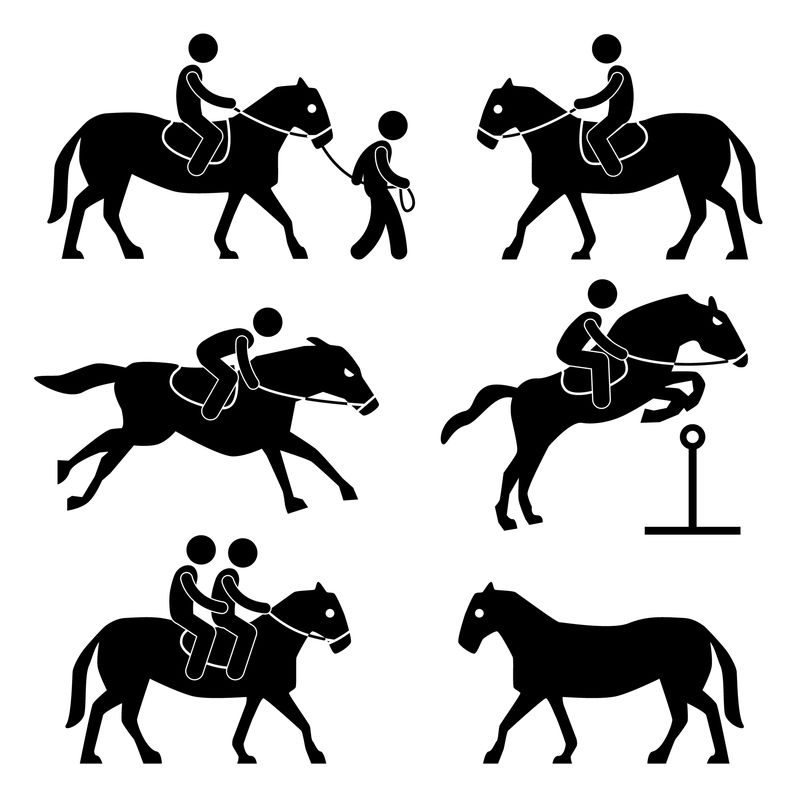 骑马训练骑师马术图标符号标志象形图