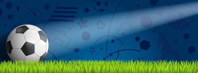带天空背景的草地足球-三维渲染