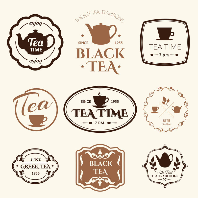 白色背景上的矢量插图，带有茶叶标志。