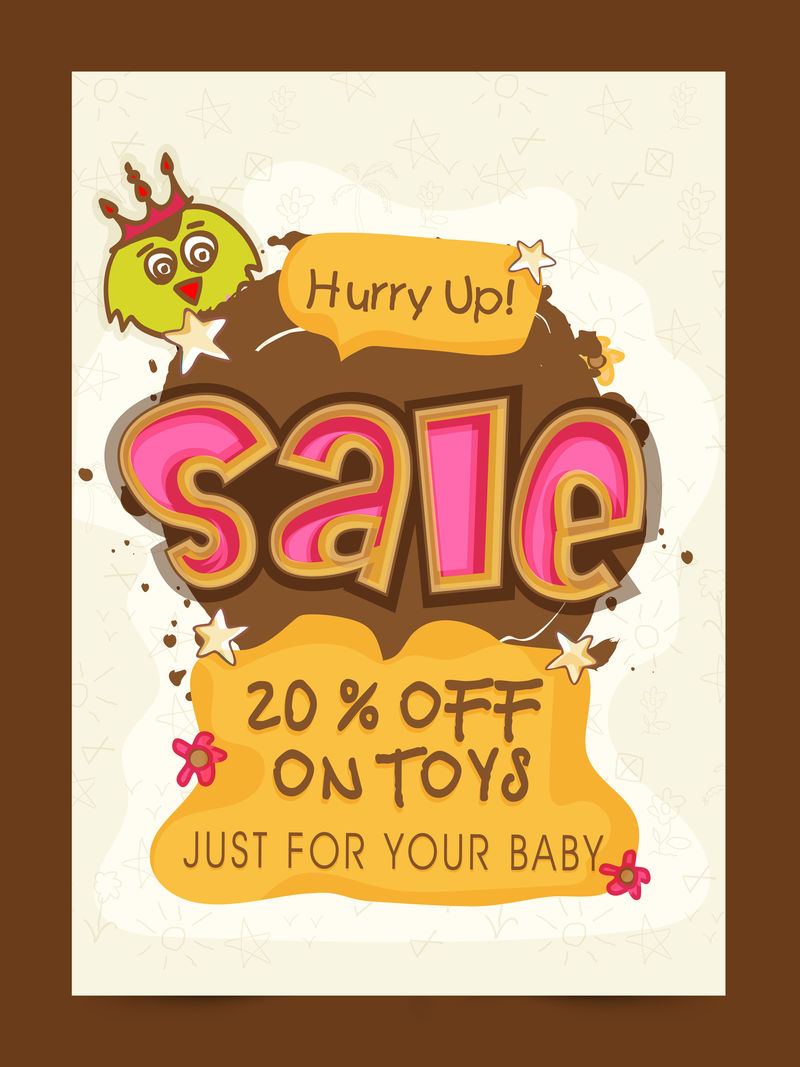 儿童玩具销售横幅-销售海报-销售传单-销售矢量-八折优惠-销售背景