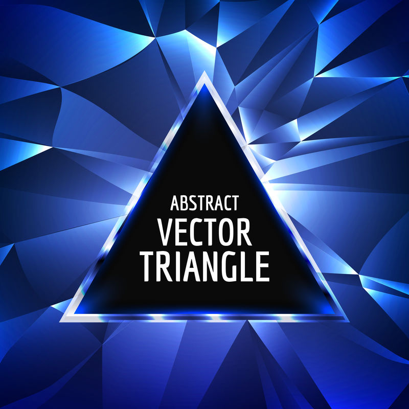 矢量抽象三角形背景-发光的霓虹三角矢量