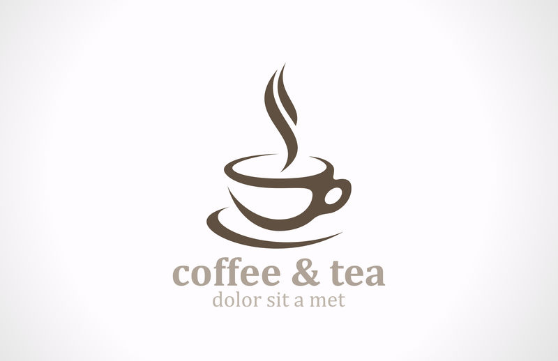 咖啡茶杯标志矢量设计模板。咖啡馆标志图标。加州