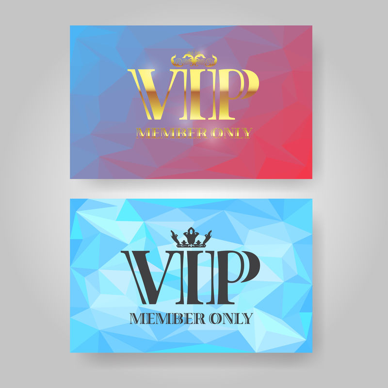 VIP会员卡设计模板-黄金贵宾-低多边形样式
