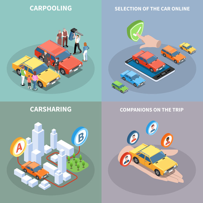 Carsharing概念图标集