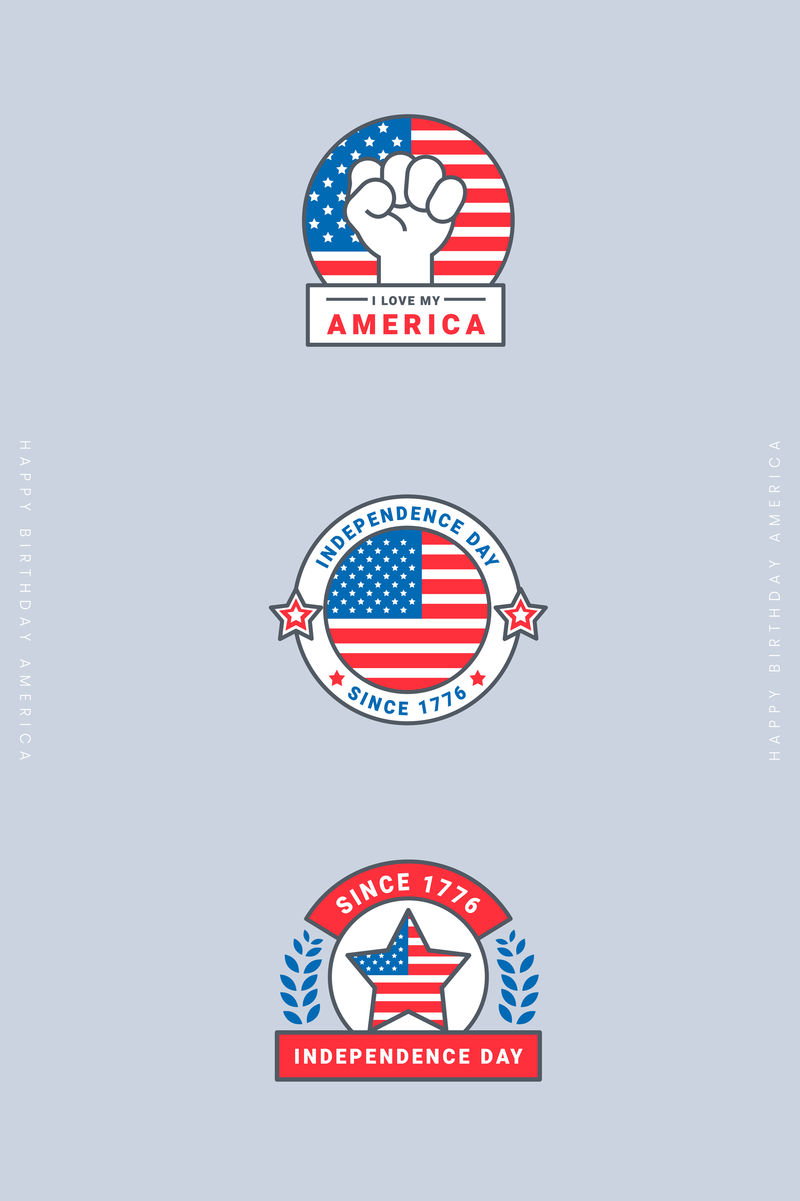 美国独立日徽章收集载体
