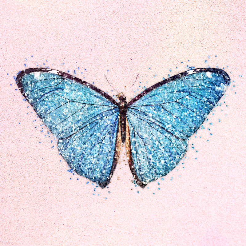 闪光蓝蝴蝶图案元素