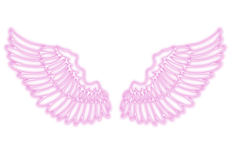 霓虹粉翅膀轮廓贴纸覆盖设计元素