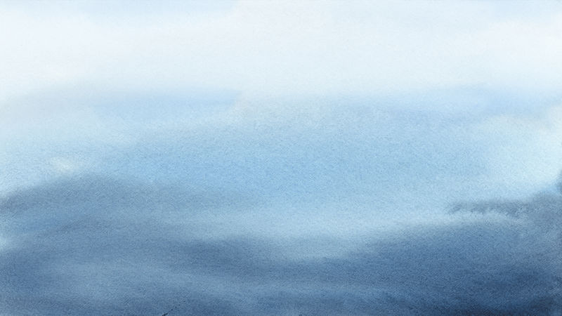 平静的蓝色海洋在水彩色横幅模板