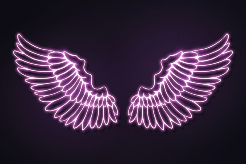 霓虹粉翅膀轮廓贴纸覆盖设计资源