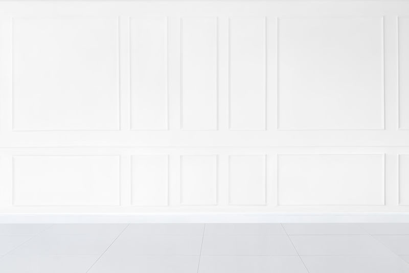 带白色图案墙壁模型的最小空房间