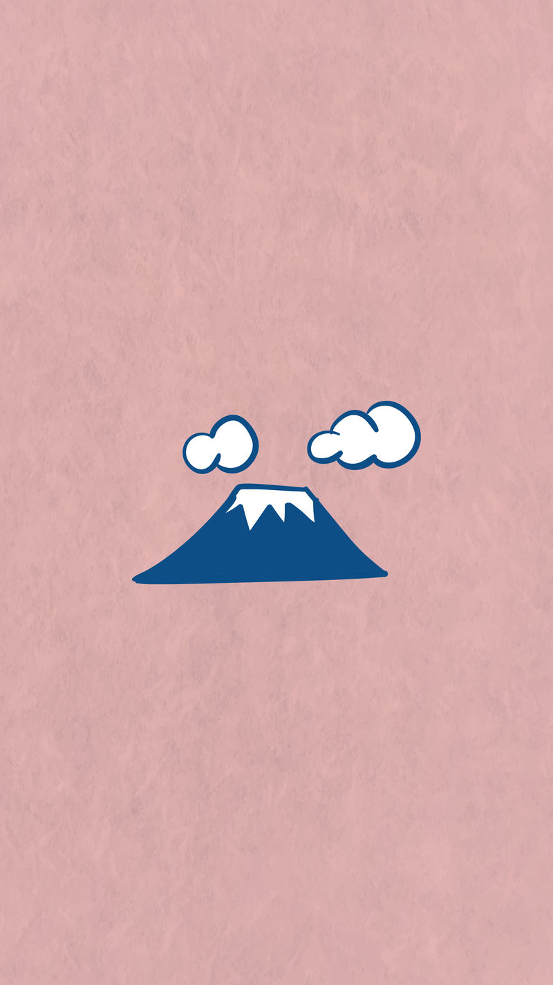 富士山山顶雪地手机壁纸矢量图