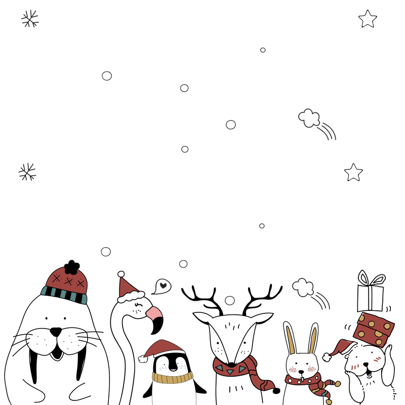可爱海狮png卡通动物圣诞插画