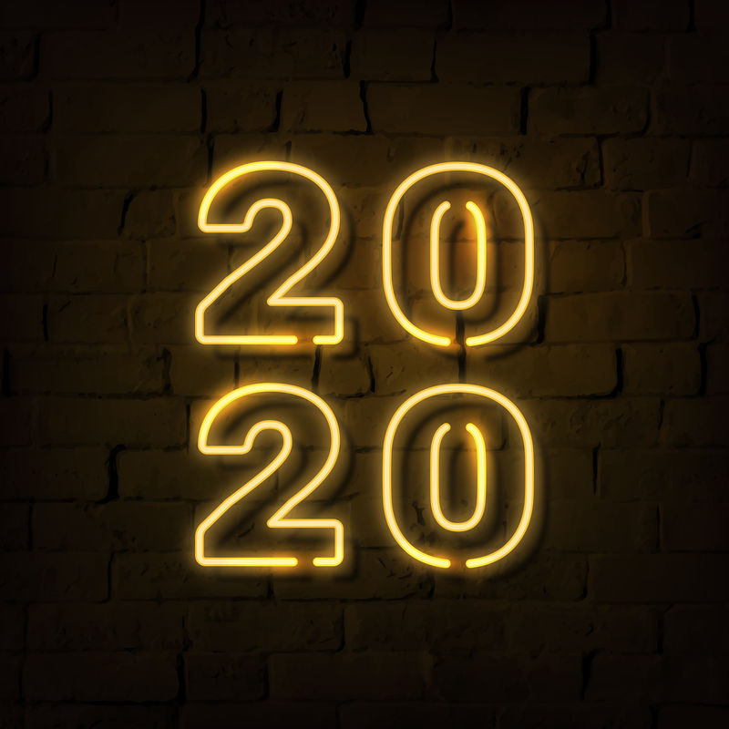 亮霓虹黄2020社交广告模板向量