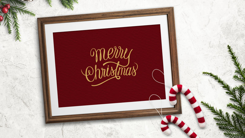 圣诞快乐标志木框装饰