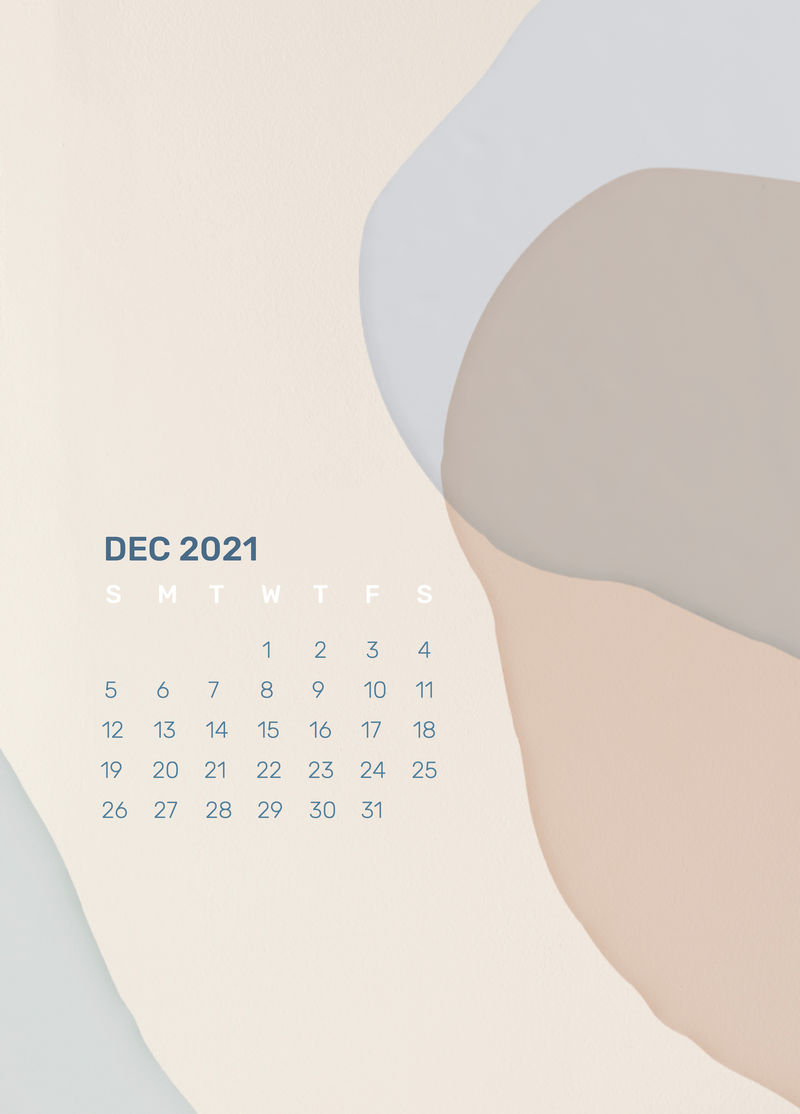 日历2021年12月可打印模板矢量摘要背景