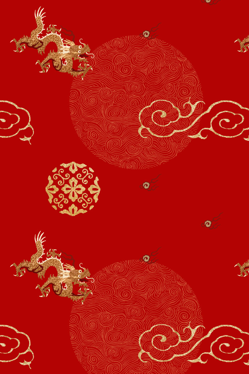 红金矢量中国艺术图案透明背景