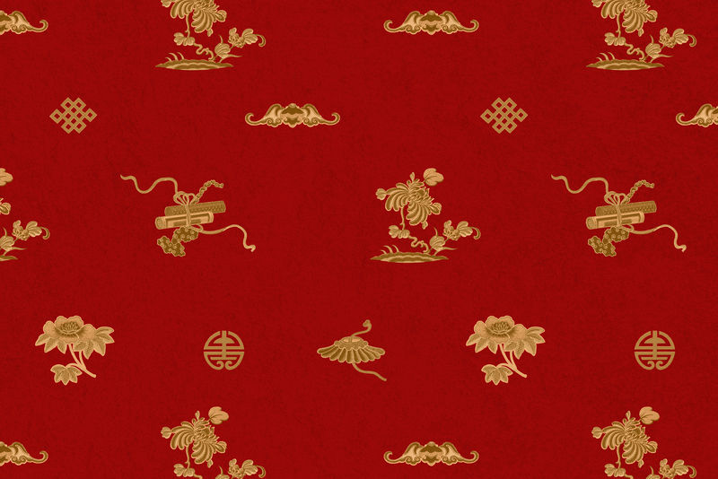 东方花图案红色中国背景