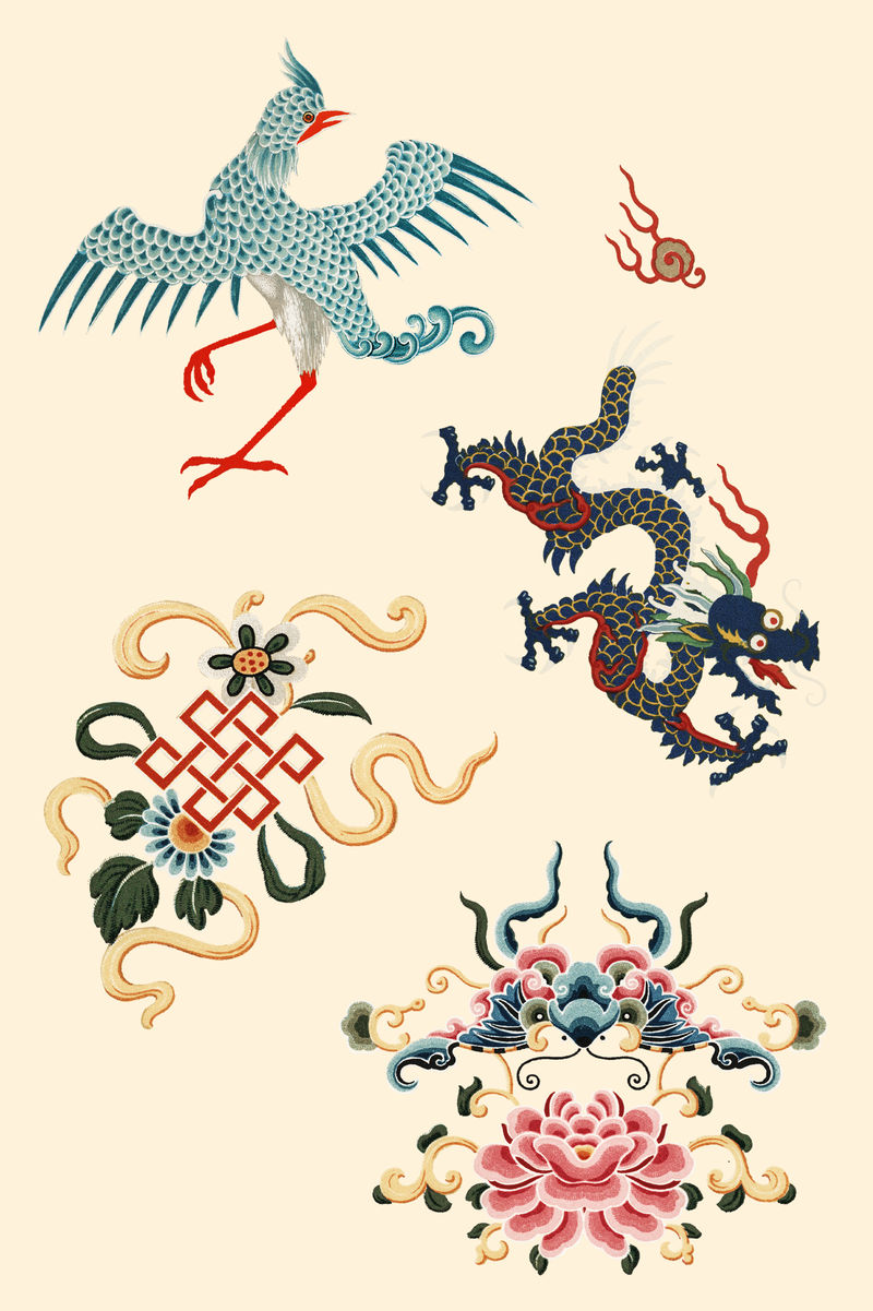 中国艺术符号装饰装饰剪贴套装