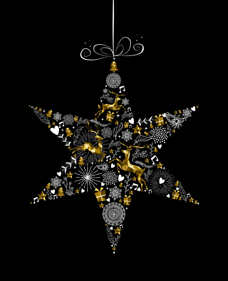 圣诞年星装饰金鹿造型