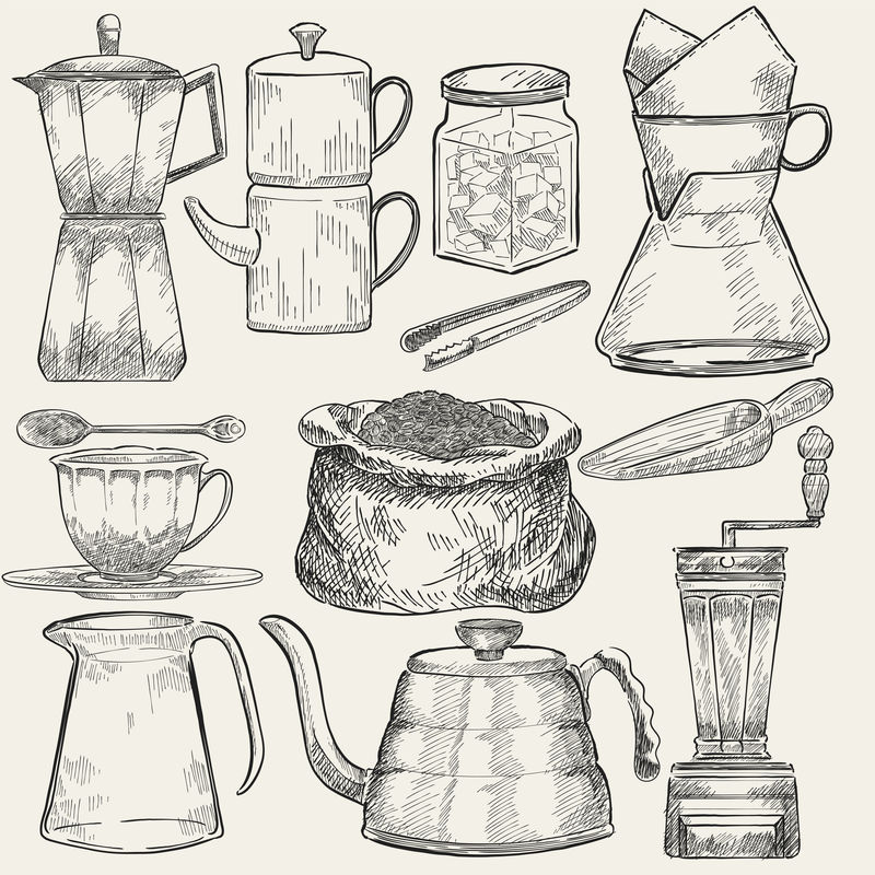 咖啡制作工具图集