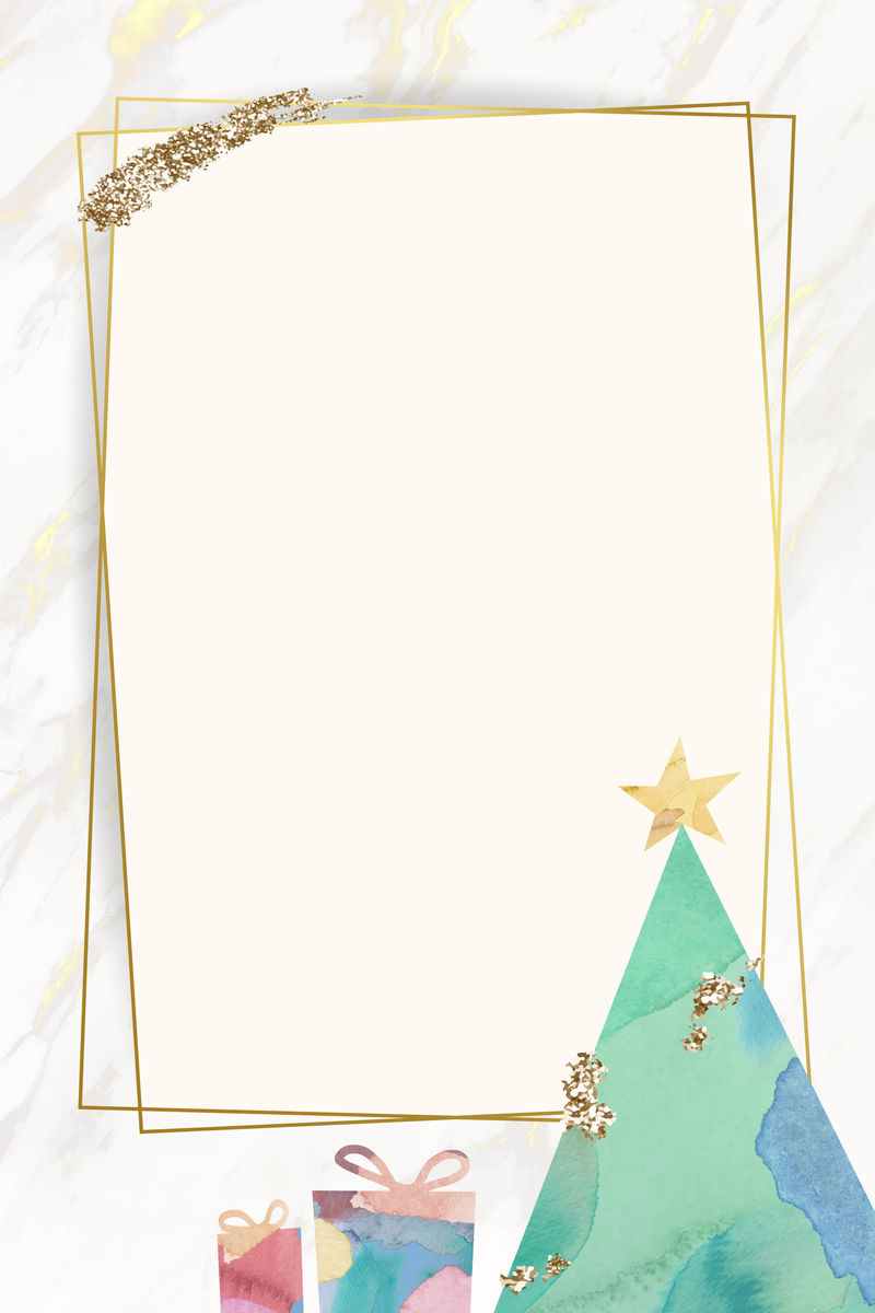 圣诞树图案背景矢量金框