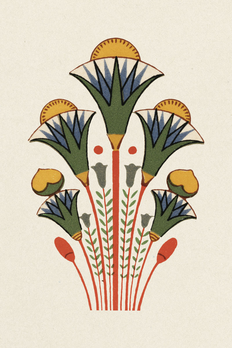 仿古花卉埃及装饰元素插画