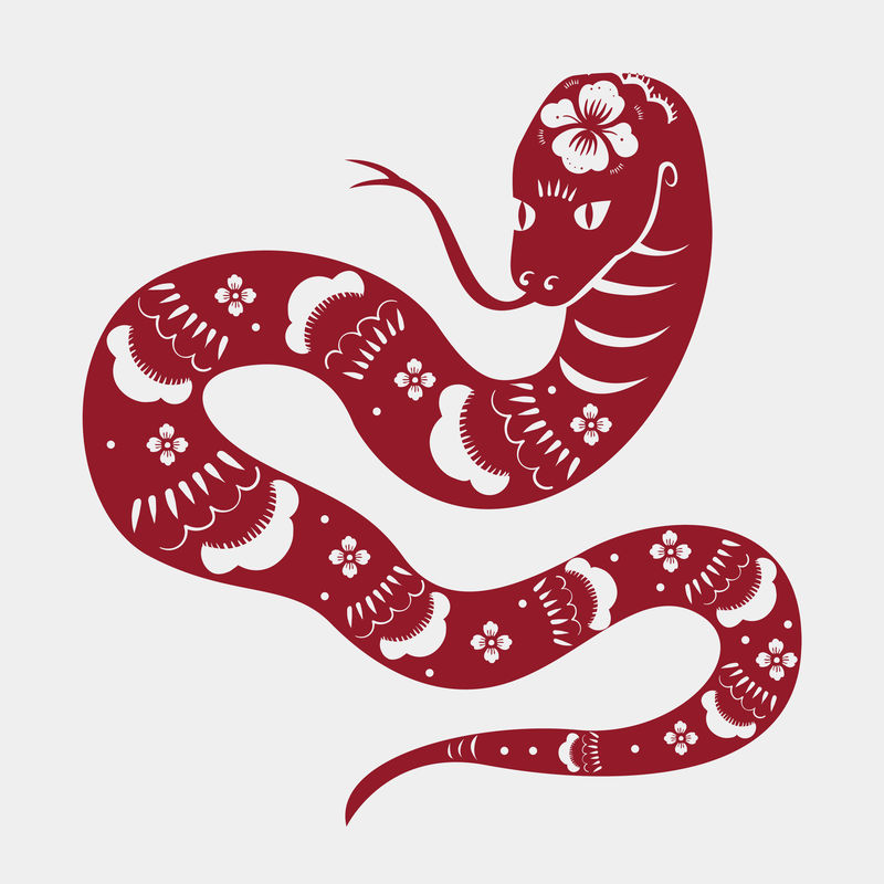 蛇年psd红色中国占星术动物贴纸