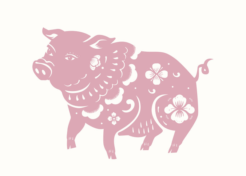 猪年粉彩十二生肖贴纸