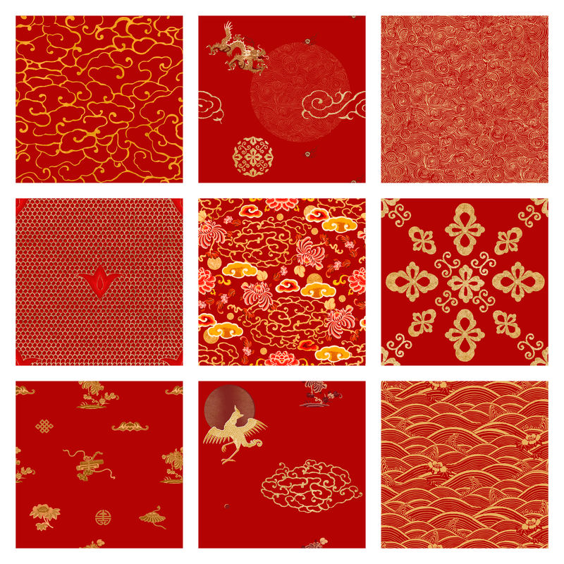 金红中国艺术矢量装饰挂件剪贴簿
