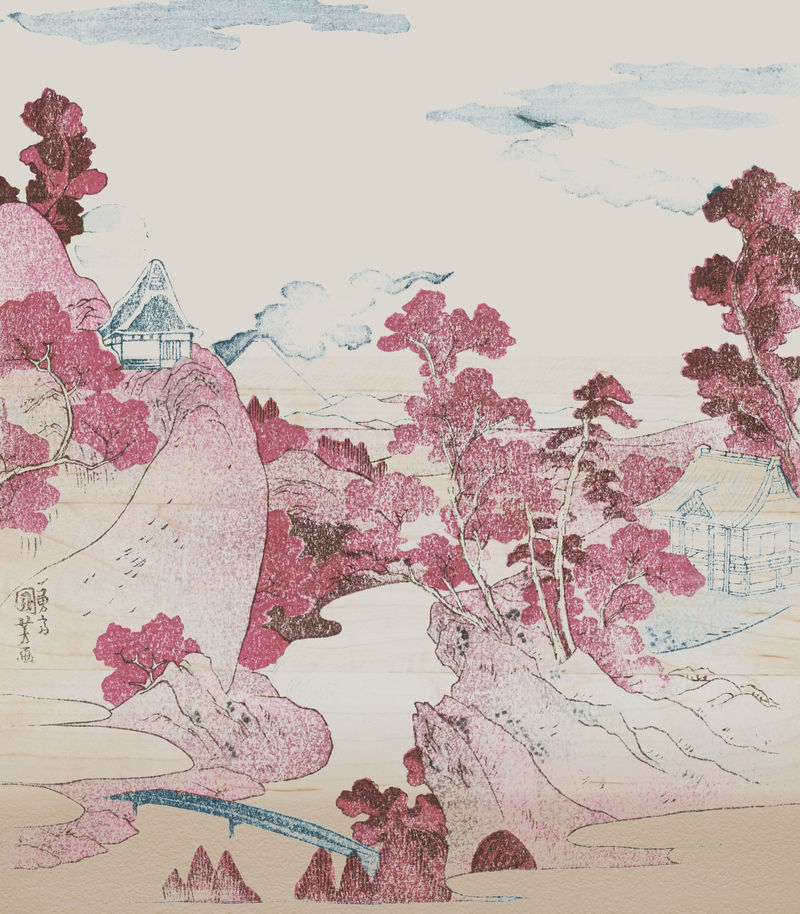 富士山山谷复古插图由Utagawa Kuniyoshi原画混合而成