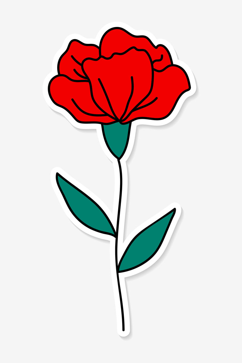 红色康乃馨花贴纸