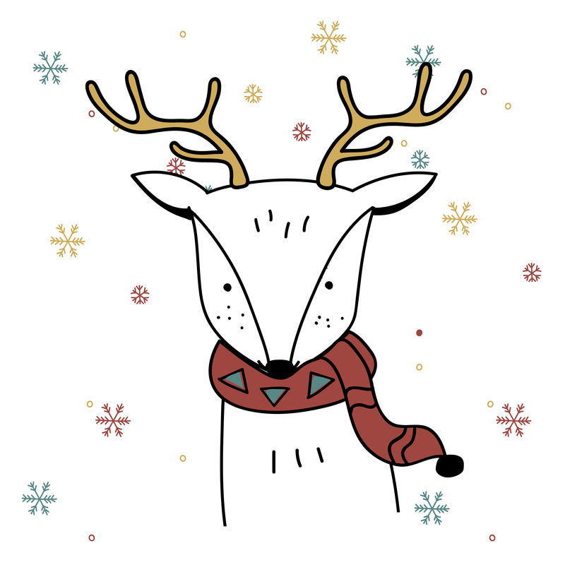 手绘鹿享受圣诞假期