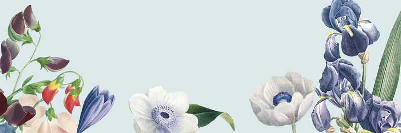 蓝色春花装饰横幅设计元素