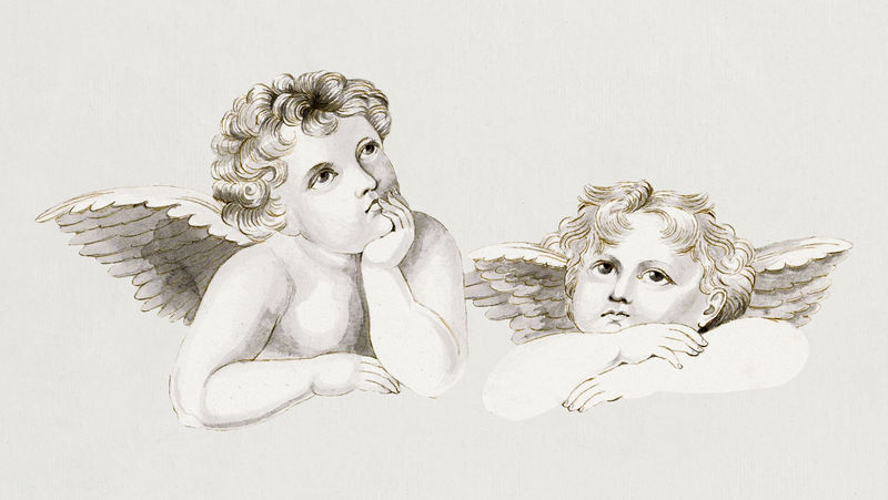 复古双小天使psd插图由Jonkvrouw Elisabeth Kemper的艺术作品混合而成