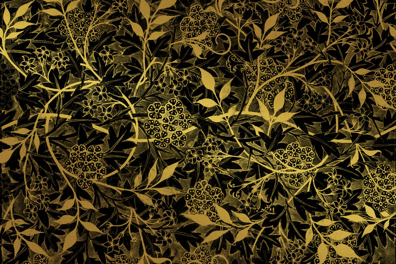 复古金色花卉图案从威廉莫里斯的艺术品混合